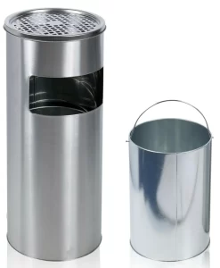 Thùng Rác Inox Gạt Tàn Tròn 250x610mm